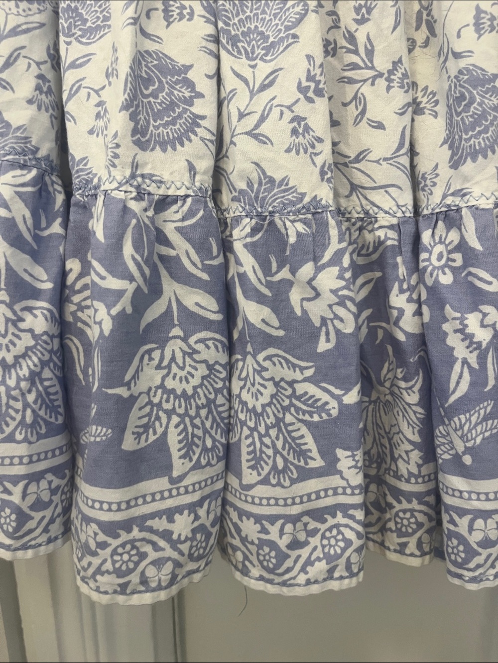 Free People White Maxi Skirt with Blue Floral Border - Picture 4 of 6
